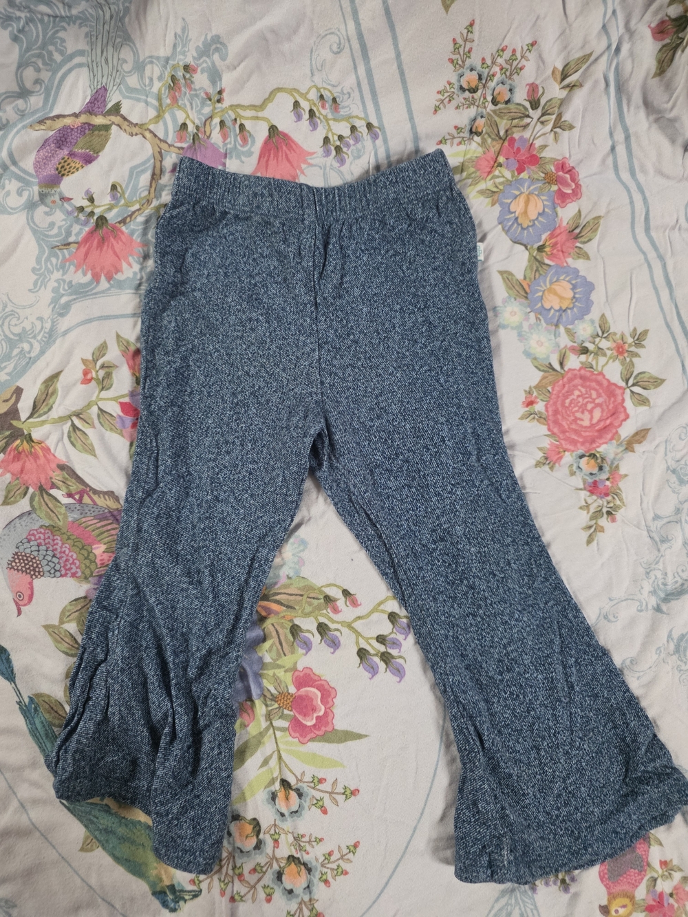 OP Girls Blue Knit Flare Leggings with Ruffle Hem